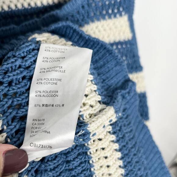 Free People Beach Womens Felicity Crochet Sweater Mini Dress Small Blue Stripe - Picture 13 of 13